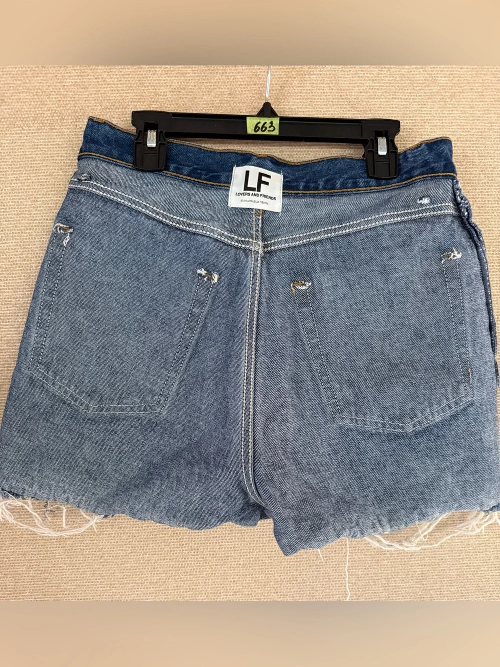 Lovers + Friends Distressed Dark Blue Denim Cutoff Shorts
